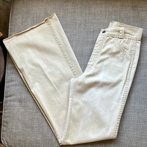 Vintage Disco Jeans Bell Bottom Flares High Rise Khaki Neutral 28/7
